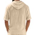 thumbnail image 5 of Men's Linen Hoodies Elbow Length Sleeve Pullover Hooded Shirts Summer Causal Beach Vacation Hoodies, S, 5 of 7