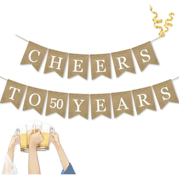 Cheers to 50 Years Banner 50th Birthday Party Outdoor Bunting Garland Decoration