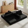 thumbnail image 6 of Convertible Sleeper Sofa Bed with Cylindrical Pillow Corduroy Folding Mattress Couch Fixed-Shape Steel Frame 2-in-1 for Living Room Bedroom Lounge Studio Comfortable Space-Saving Easy to Fold, Black, 6 of 9