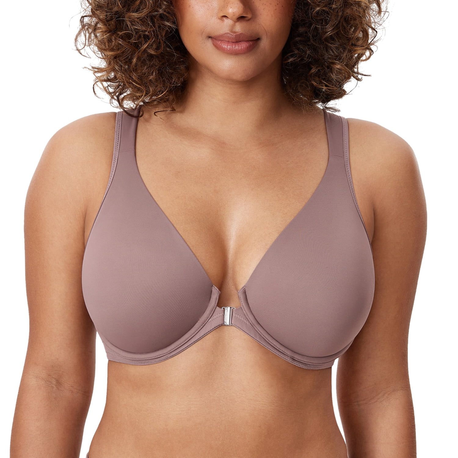 DELIMIRA Women's Front Closure Bras Posture Full Coverage Plus Size Underwire Unlined Seamless Bra