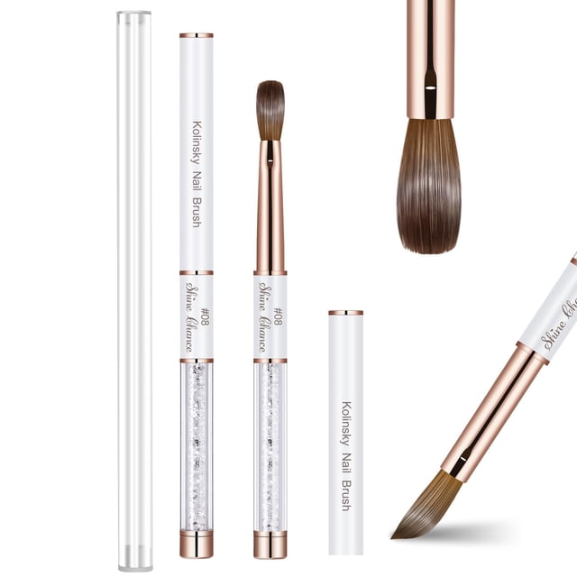 Shine Chance Pincel de uñas acrílico tamaño 8 real Kolinsky Art Nail Brush para aplicación de polvo acrílico hecho a mano para mujeres manicura herramienta de extensión de uñas para bricolaje profes