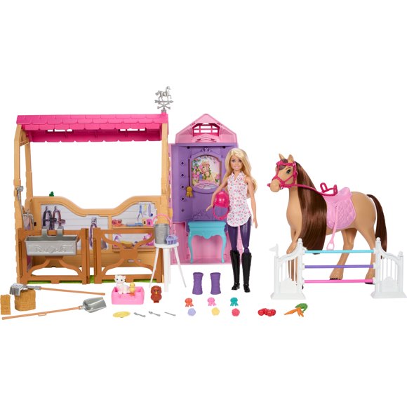 Barbie Mysteries: The Great Horse Chase Stable Playset with Doll, Toy Horse & Accessories, 25+ Pieces