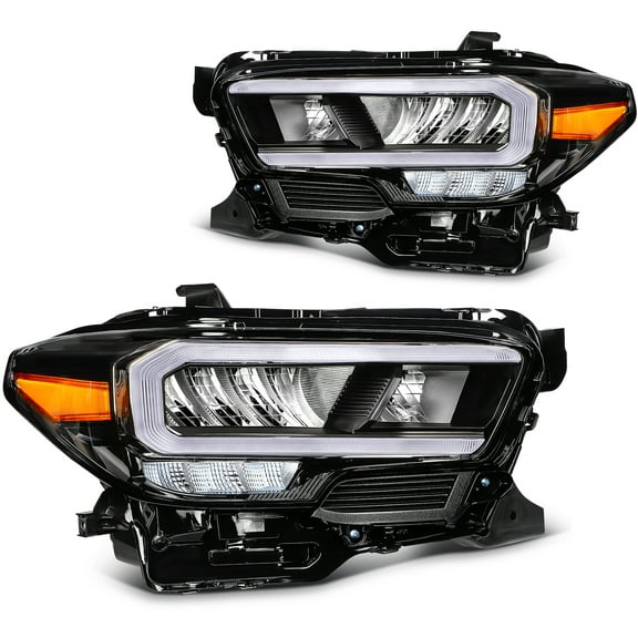 cciyu Headlight Assembly for 2020-2023 for Toyota Tacoma Black Housing Clear Lens Driver and Passenger Side Headlamp TO2502291 TO2503291 (Bulbs Not include)