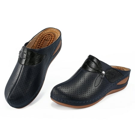

Alicegana Womens Casual Wedge Sandals Womens Mules Slip on with Arch Support Shoes Massage Function