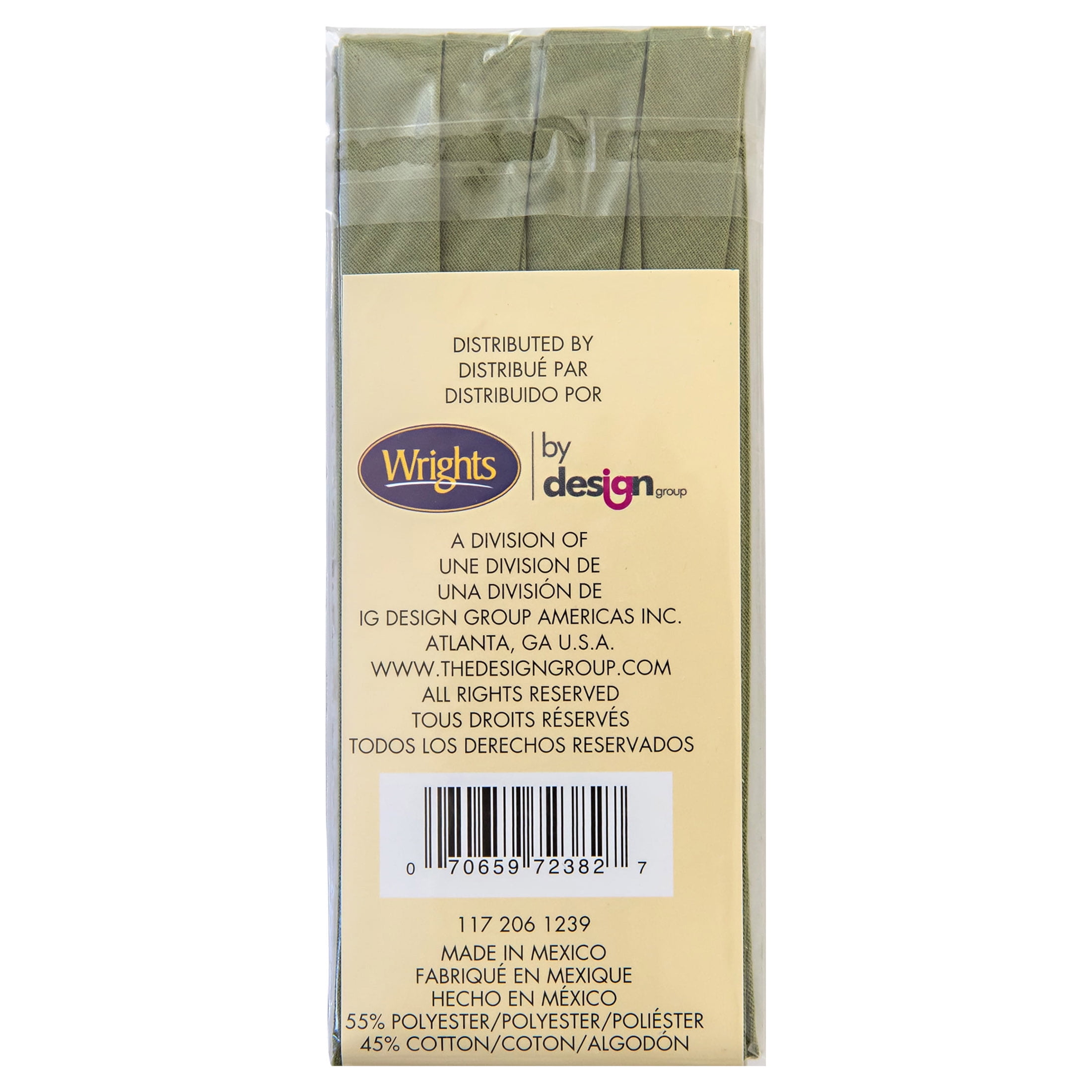(3 pack) Wrights Bias Tape, Green, 1/2" Extra Wide Double Fold Bias Tape Binding For Sewing And Crafts, 3 Yards, 1 Each