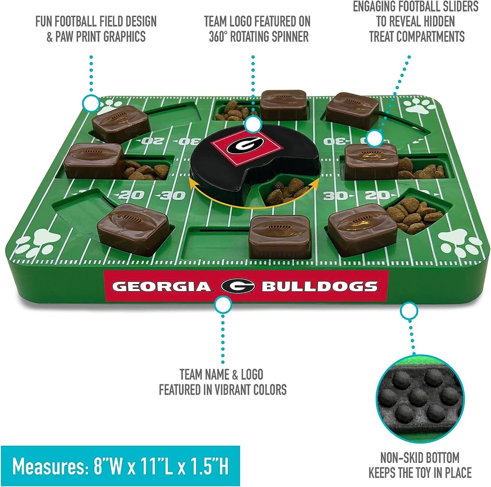 Pets First NCAA Georgia Bulldogs Puzzle Toy, Puzzle Treat Dog Toy, Interactive Dog Treat Toy, Dog Puzzle Feeding Slow Toy