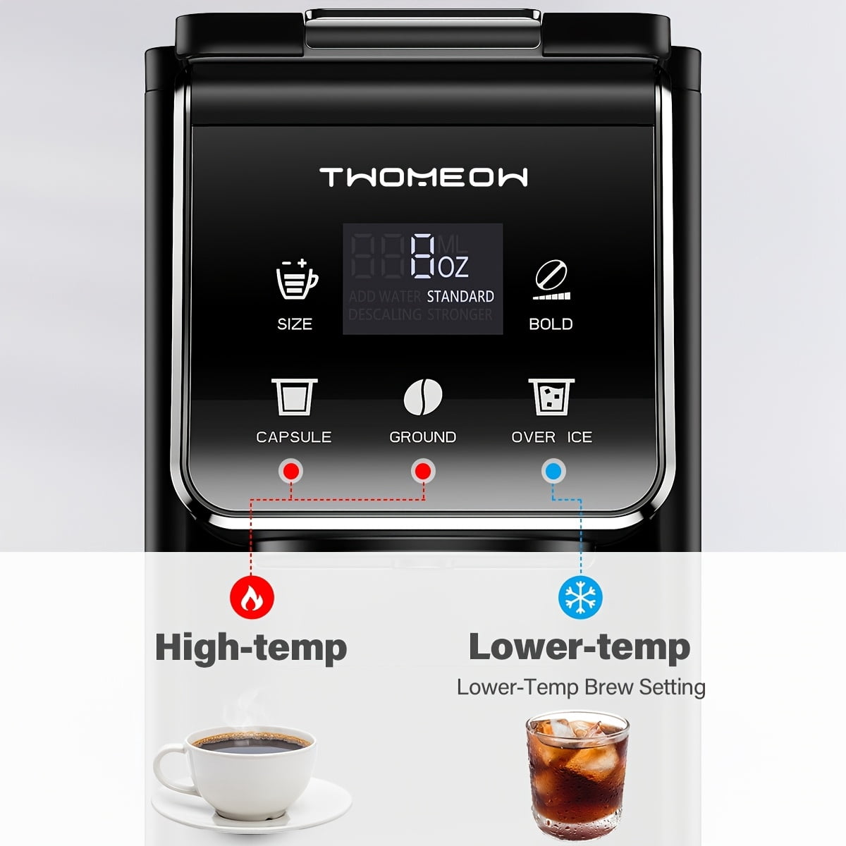 Fanruina single serve coffee maker supports both K cup pods and ground coffee with bold brew setting