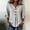 *Gray, variant on Women's V Neck 3/4 Flare Sleeve Button Striped Blouse,Casual Loose Fit Top Pink,Women's Plus L