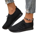 thumbnail image 2 of Domuza Unisex Breathable Hollow Fly Knit Sneakers, Sock Slip On Lace Up Lightweight Flexible Casual Walking Shoes with Two-Tone Non-Slip Outsole Black 10.5（EU-44）, 2 of 8