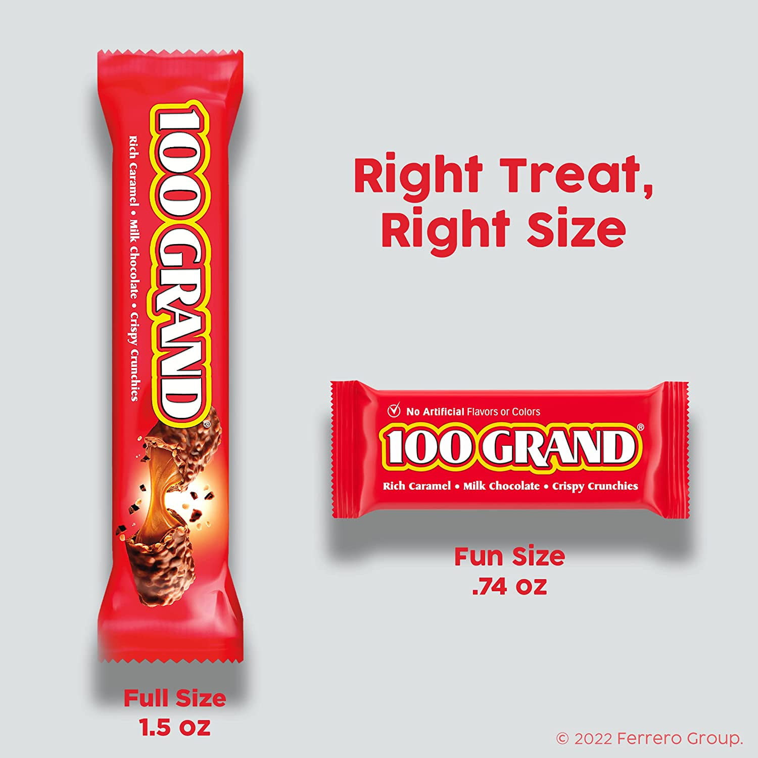 100 Grand Crispy Milk STF9&nbsp;Chocolate with Caramel, Full Size Individually Wrapped Candy Bars, 1.5 oz each, Bulk 18 Count Box