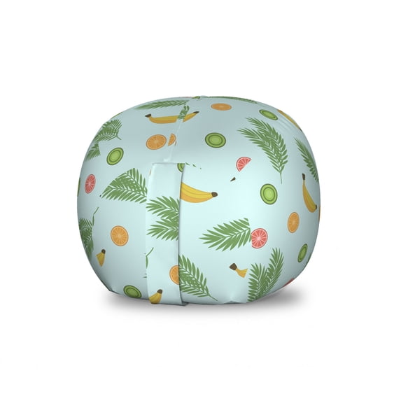 Summer Storage Toy Bag Chair, Colorful Exotic Juicy Healthy Banana Mandarin Kiwi Fruits Leaves Pattern, Stuffed Animal Organizer Washable Bag, Large Size, Pale Blue Multicolor, by Ambesonne
