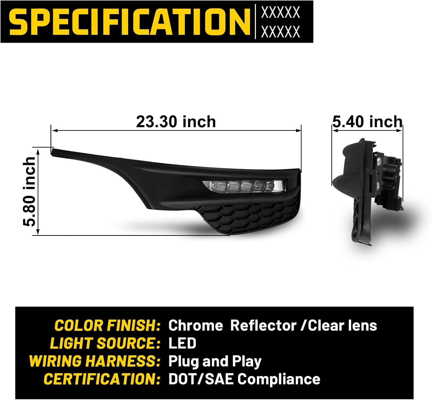 Fog Lights Assembly for Honda Accord Sedan 2016 2017,OEM Replacement Fog Lamps Clear Lens