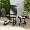 thumbnail image 2 of Costway Outdoor Wooden Rocking Chair with Solid Rocking Base Slatted Seat & Back Patio Black, 2 of 9