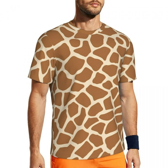 T Shirt For Men Gym Giraffe Animal Print T-Shirts Trending Animal Spots Summer Tees O Neck Classic G