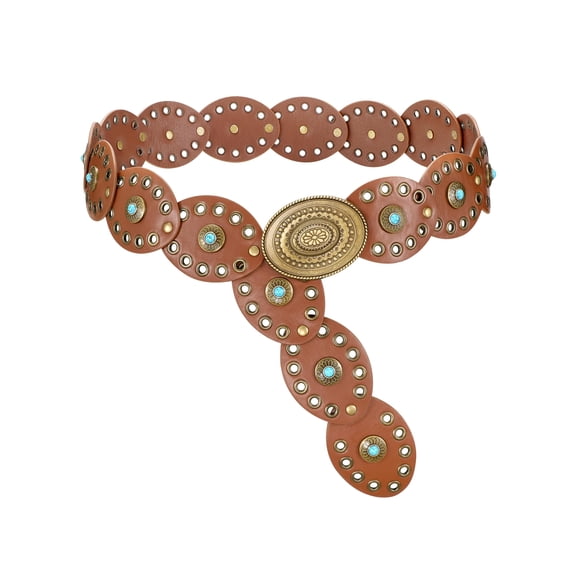WHIPPY Women's Western Belt for Dresses Cowgirl Country Wide Belts Vintage Leather Belt for Jeans
