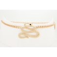 thumbnail image 6 of New Women Gold Metal Chain Hip High Big Cobra Snake Charm Buckle Belt, 6 of 7