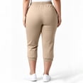 thumbnail image 5 of VBVC Women's Elastic Waist Capri Jogger Pants , Lightweight Stretchy Cropped Pants For Women,Ladies' Athletic Trousers with Visible Stitching Pockets,Beige,XL-5XL, 5 of 9