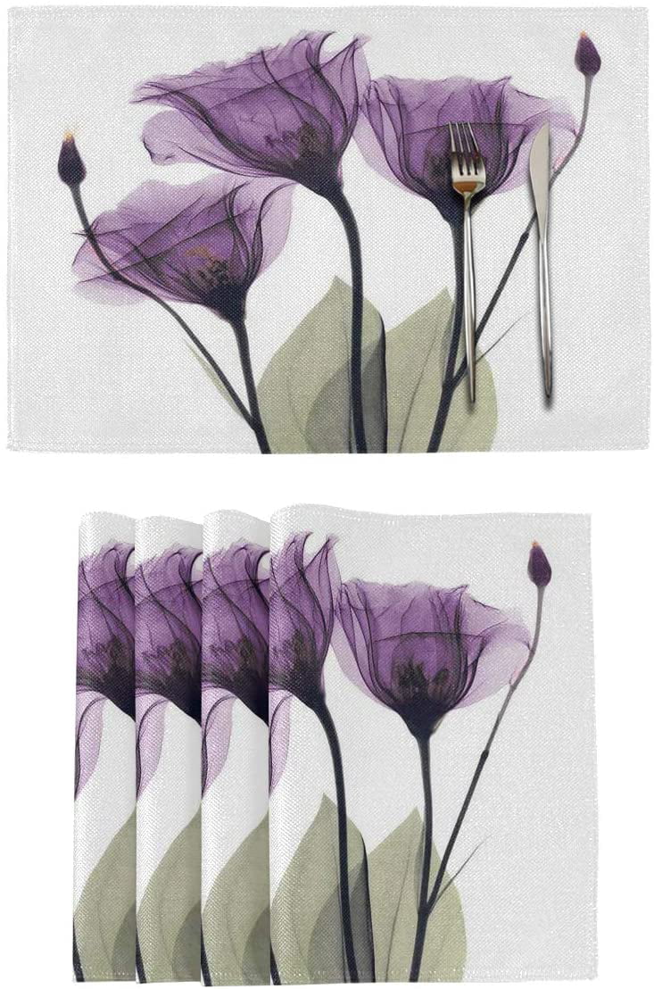 FAST DELIVERY New Modern Purple Flower Rectangular Table Felt Placemat Tablemat 
