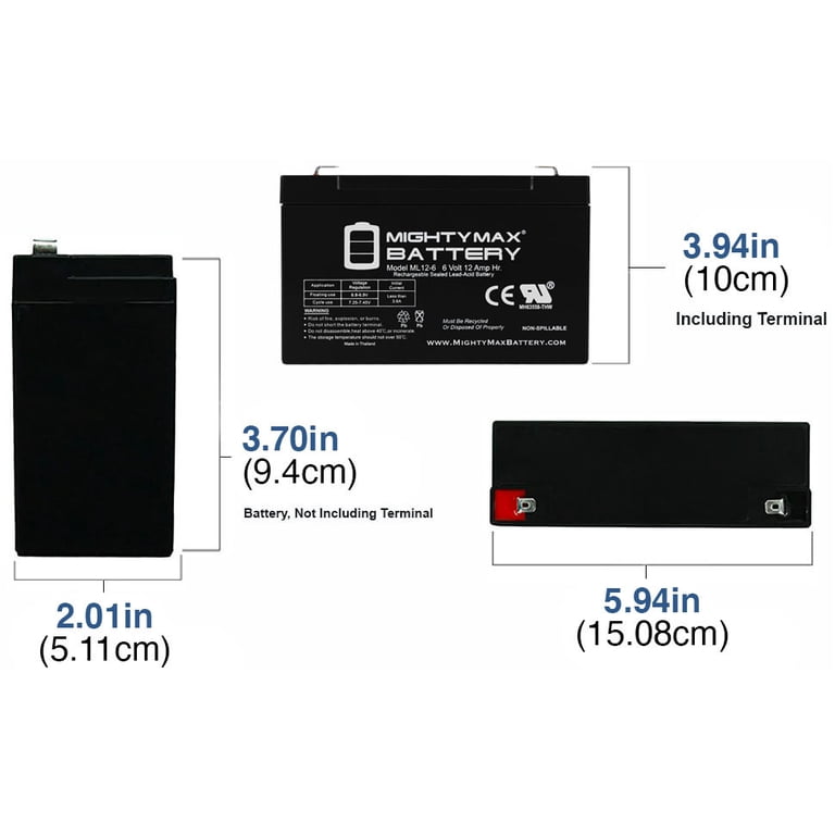 Ultramax 12v 6v Battery For Toy Car 6V 12AH F2 SLA Replacement