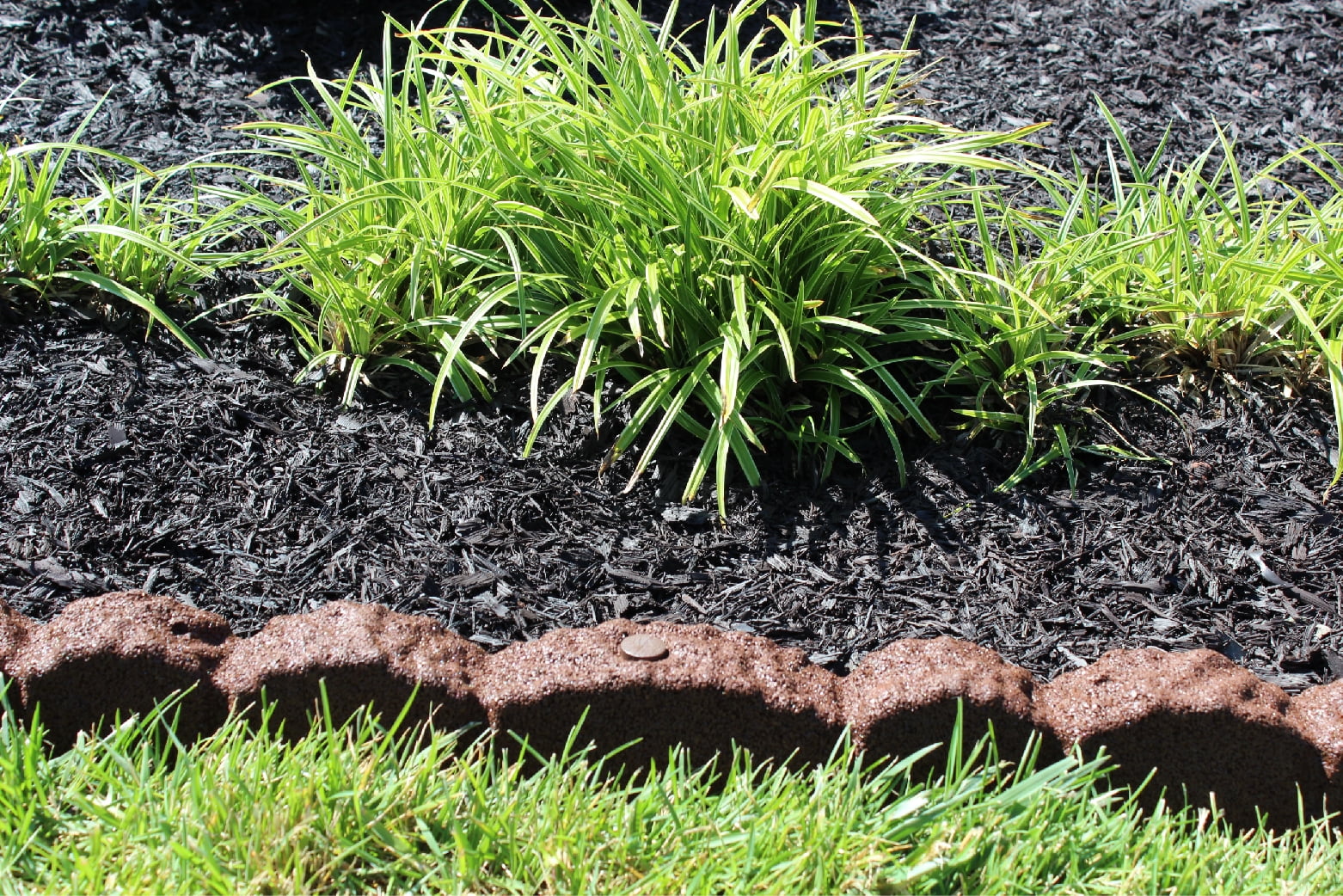 Rubberific Landscape Edging, 4' Brown Cobblestone Rubber Flower Garden Edging Border (4 Pack)