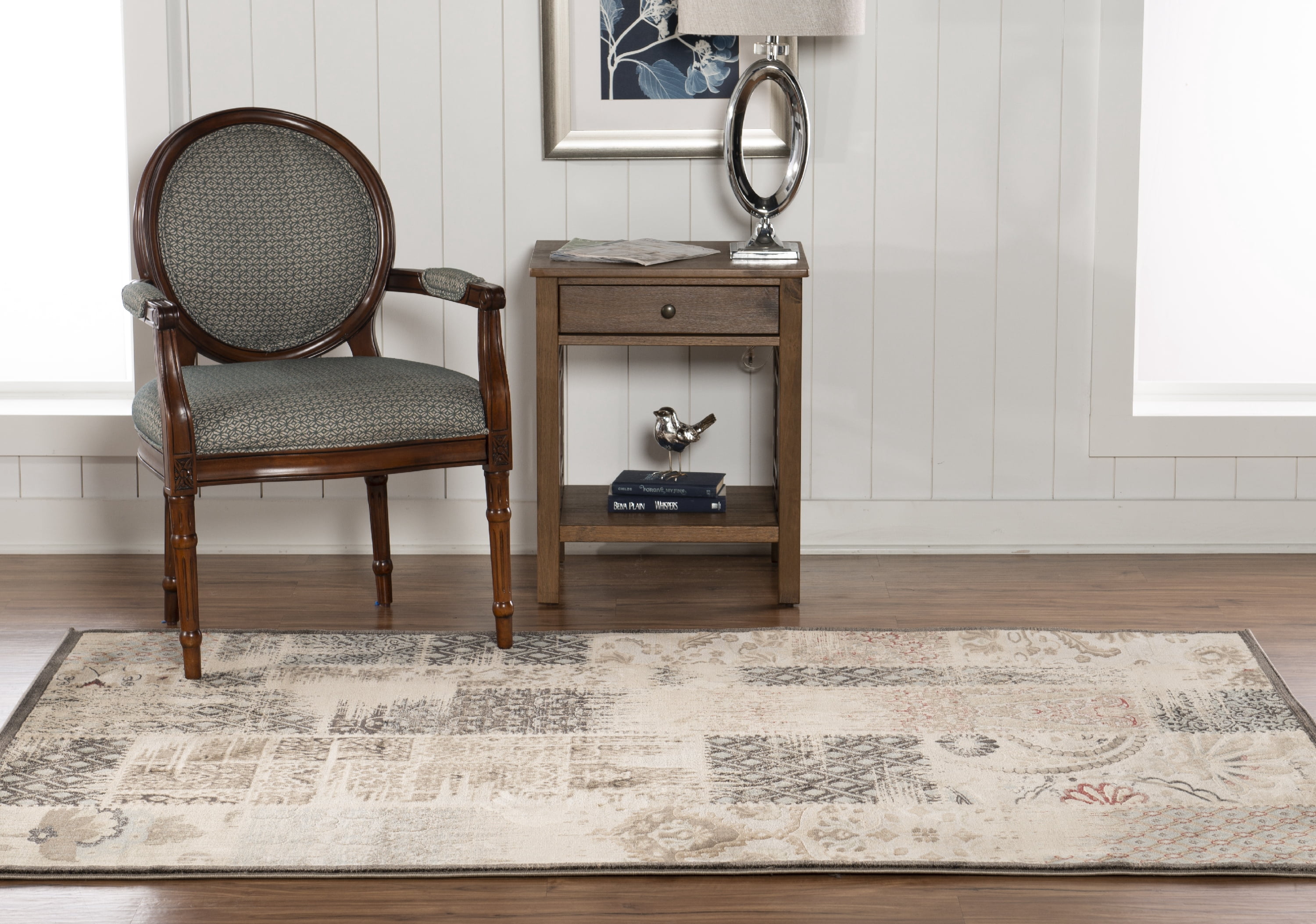 Jewel Patchwork Area Rug Beige 8x10 Powerloomed 100% Polypropylene Transitional