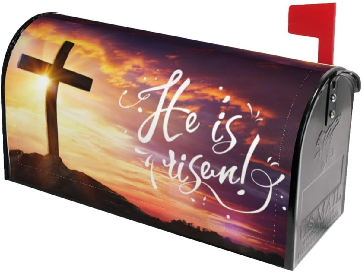 Jesus Christ Cross Sepulcher Lord Pray Easter Religious Belief Mailbox Magnetic Post Mailbox Cover Garden Decor Outdoor Large 25.5" X 21"
