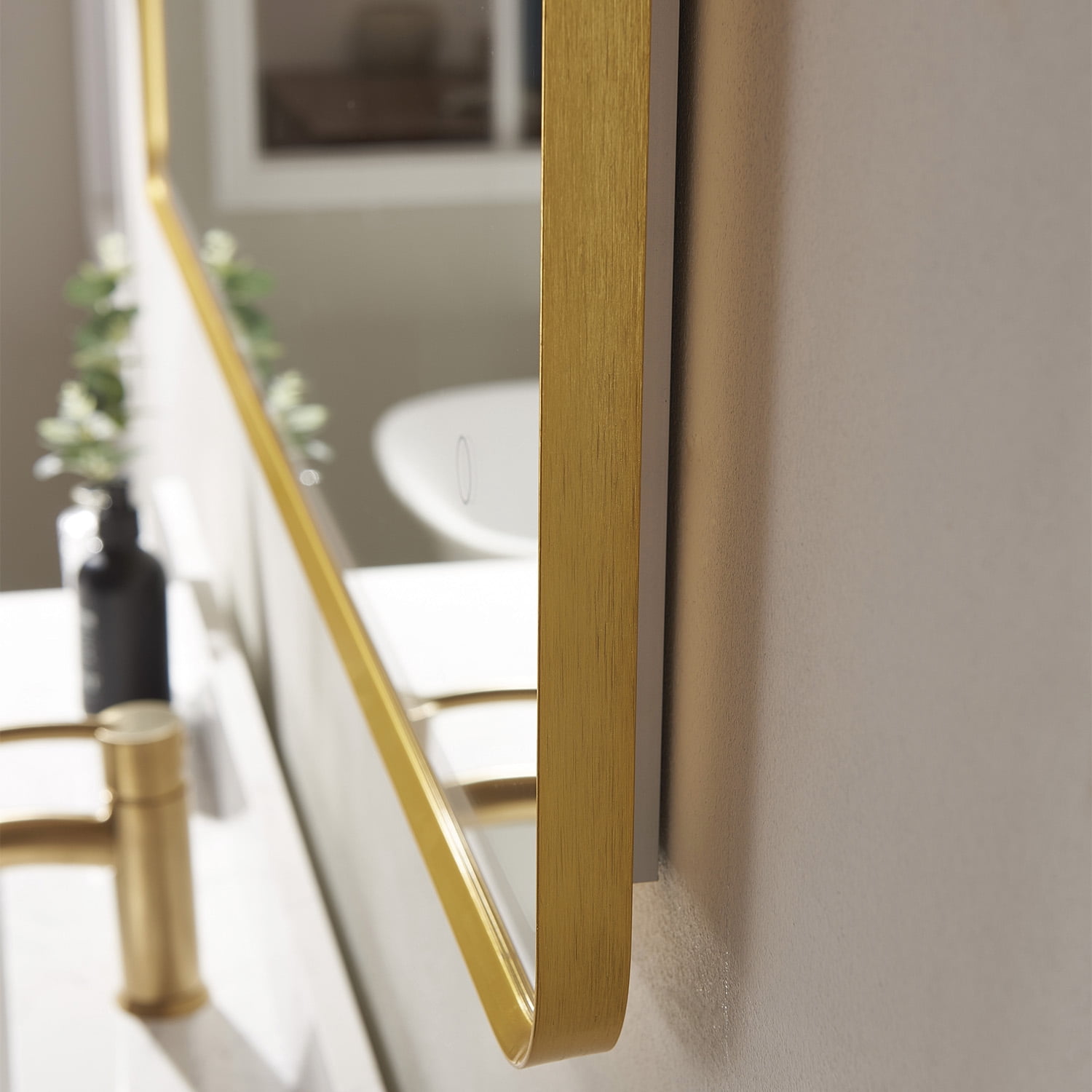 Vinnova Piceno 48" Rectangle LED Wall Mount Bathroom Vanity Mirror in Gold Frame