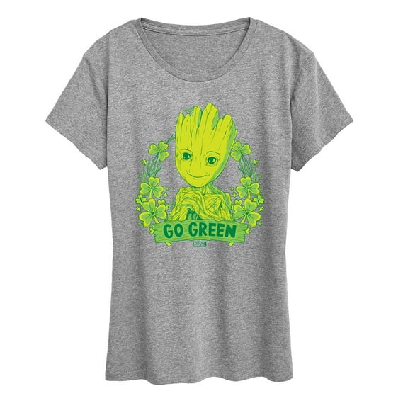 Marvel Guardians of the Galaxy - Groot Go Green St. Patrick's Day - Women's Short Sleeve Graphic T-Shirt