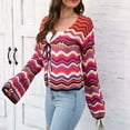 thumbnail image 4 of Drses Women's Fall Rainbow Cardigan - Color Block Striped Long Sleeve Open Front Knit Sweater Coat, 4 of 9