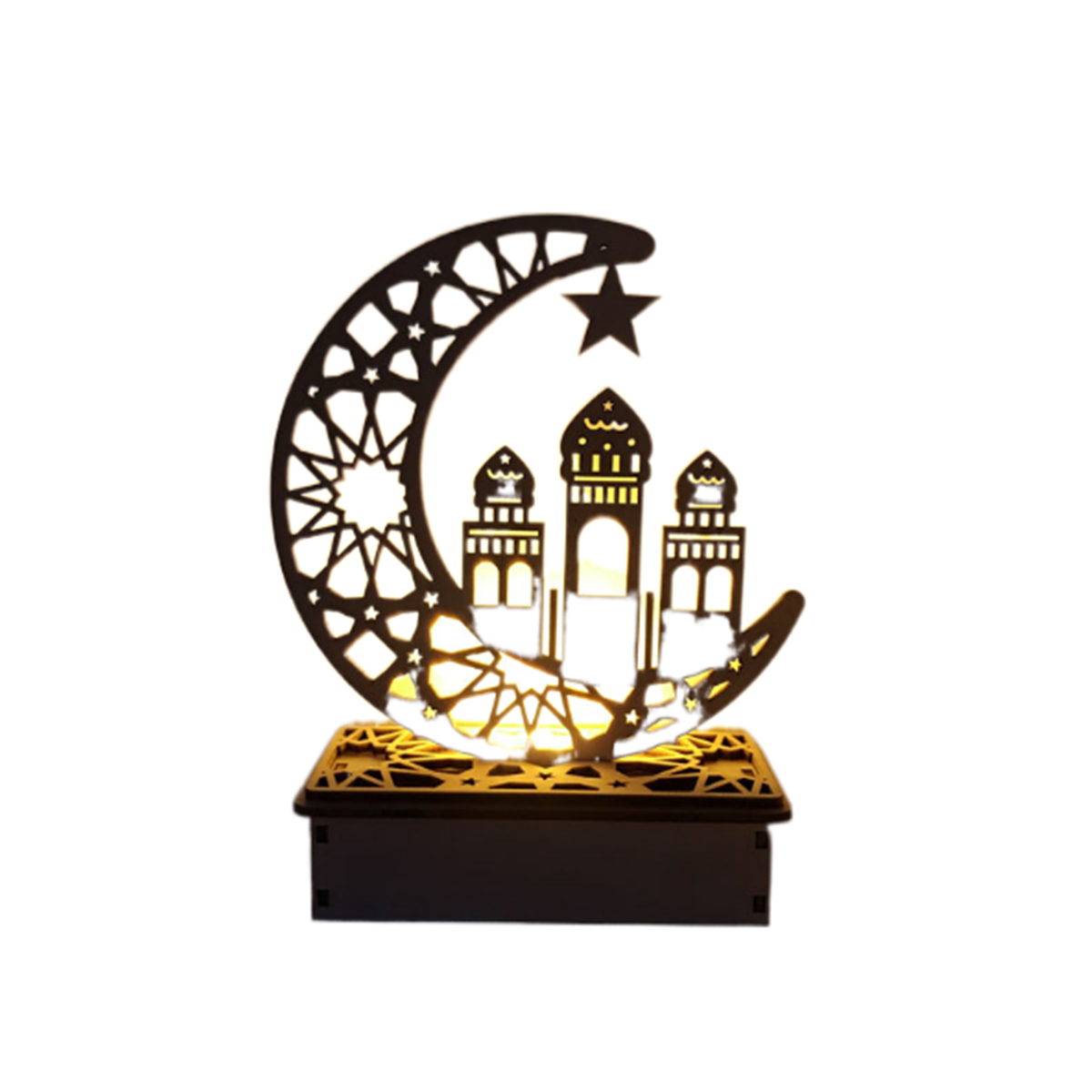 Seyurigaoka LED Wooden Ramadan Decoration Light, Festival Moon Star