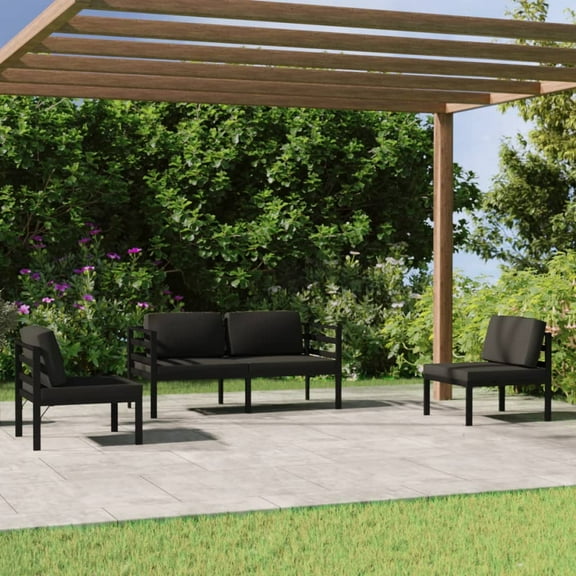 vidaXL 4 Piece Patio Lounge Set with Cushions Aluminum Anthracite, 3107787