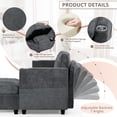 thumbnail image 2 of ACMEASE 86" Chenille 3 Seats Sofa w/Movable Storage Ottoman, Sectional Sofa w/Adjustable Backrests, Comfortable Fabric Couch w/USB&Type-C Ports, Cup Holders for Living Room, Gray, 2 of 8