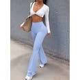 thumbnail image 5 of Workout Leggings Womens No Front Seam Straight Leggings High Waist Gym Yoga Pants Light Blue M, 5 of 8