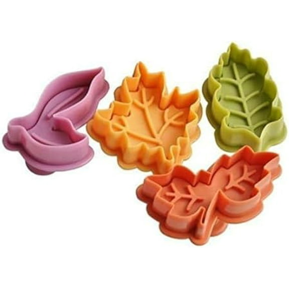 Cake Leaves Baking Pie Crust Cutters Mold Cookie Cutters, Pastry/Fondant Stampers/Apple Pie for Thanksgiving Christmas, Set of 4 (Random Color)