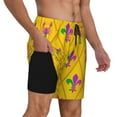 thumbnail image 3 of Daiia Mardi Gras Crayfish and Fleur de lis Mens Swim Trunks Swim Shorts Quick Dry Swim Shorts with Mesh Lining Pockets-Small, 3 of 9