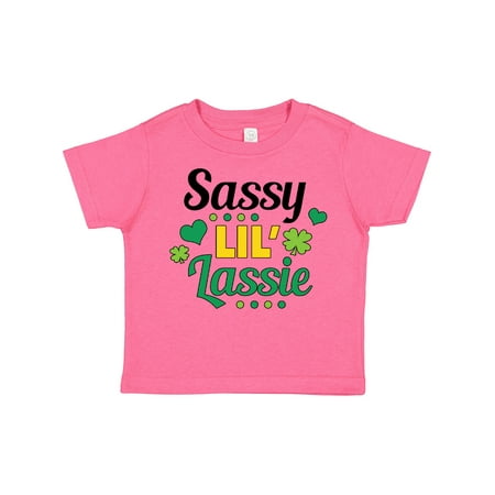 

Inktastic Saint Patrick s Day Sassy Lil Lassie with Shamrocks Gift Toddler Toddler Girl T-Shirt