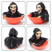 Halloween Candy Bowl, Animated Halloween Candy Bowl, Animated Skull Bowl, Motion-Activated Moving Skeleton Hand with LED Eyes & Sound Effects, Spooky Trick-or-Treat Decor