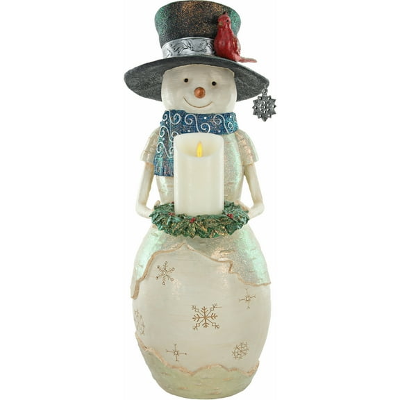Pavilion Gift Company - Warm Greetings - 24" Snowman Holding Candle Ring