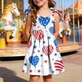 thumbnail image 2 of mgoYE Toddler Girls 4th of July Dress Girls American Flag Outfit Kids Patriotic Independence Memorial Day Dress 1-6 Years(Light Blue,5-6 Years), 2 of 5
