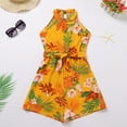 thumbnail image 3 of FYMNSI Mommy and Me Summer Short Romper Outfits Sleeveless Belted Casual Jumpsuit Overall for Beach Holiday Photo Shoot Yellow (Girl 3-4T), 3 of 10