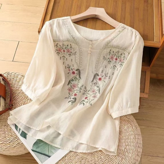 Short Sleeve T Shirts for Women Floral Print Spring Basic Tee Casual Crew Neck Y2K Tops