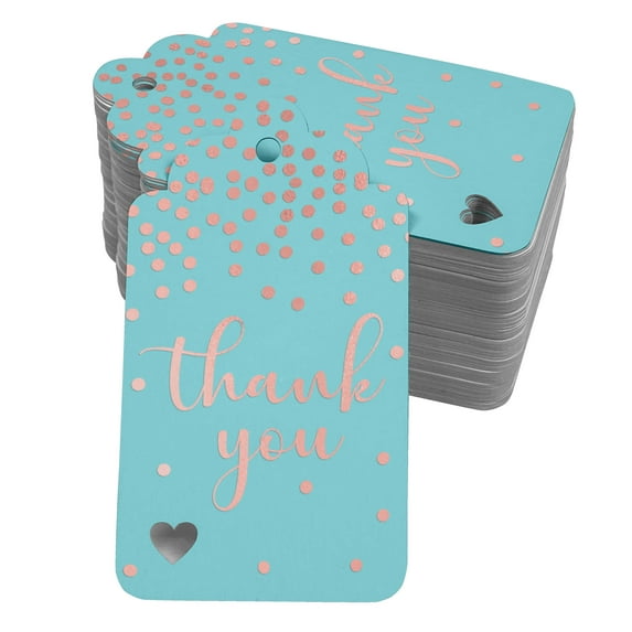 Inkdotpot Pack Of 100 Real Rose Gold Foil Paper Tags ThankYou Bridal Shower-Baby Shower-Retirement-Wedding-Birthday Favor Hang Tags