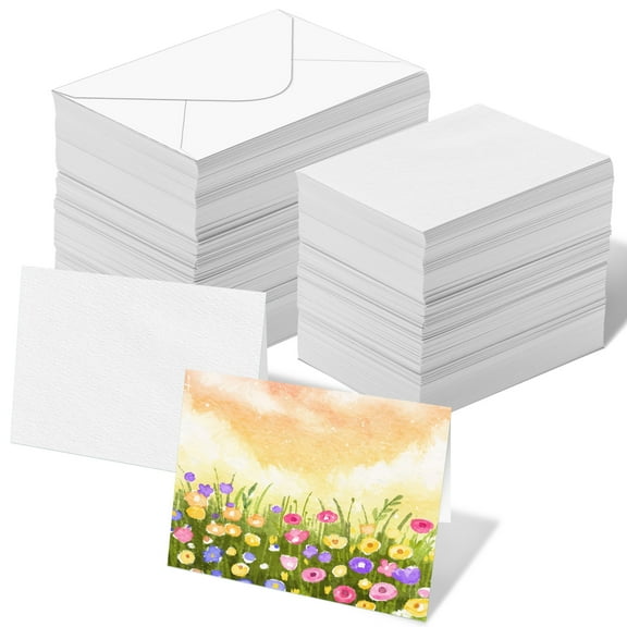 100 Pcs Blank Watercolor Cards Set | 4 x 6 Inch 250 Gsm Cotton Watercolor Paper Cards White Greeting Card Postcard for Painting