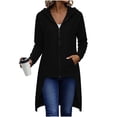 thumbnail image 4 of Edvintorg Women Jacket Full Zip Hooded Long Split Coat Lightweight Long Sleeve Casual Tunic Outerwear with Pocket Womens Clothing Black S, 4 of 8