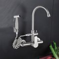 thumbnail image 6 of Wall Mount Kitchen Sink Faucet One Handle 2 Holes Mixer Tap Stainless Steel, 6 of 27