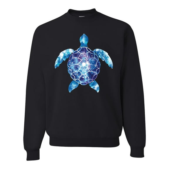 Sea Turtle Tie Dye Art Animal Lover Unisex Crewneck Graphic Sweatshirt, Black, Small