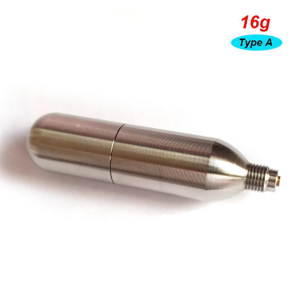 Stainless Steel Refillable 12g 16g threaded Rechargeable CO2 Cartridge Gas  Tank