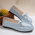 thumbnail image 4 of WAVSUF Women's Wide Width Loafers, Faux Leather Soft Sole Versatile Bow Casual Work Driving Shoes Light Blue 6.5, 4 of 9