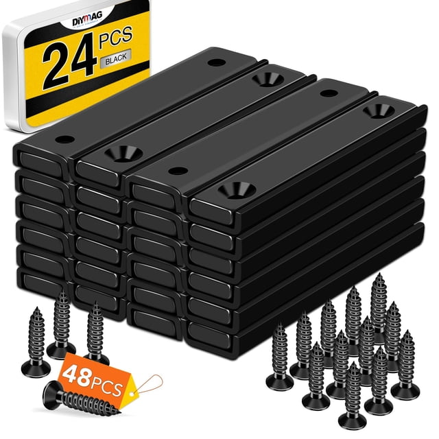 Pote Imanes DIYMAG 24P de neodimio negro, 36 kg, fuerza de tracción de 60 x 13,5 x 5 mm