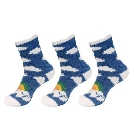 

Women s Super Soft Warm Microfiber Fuzzy Cozy Unicorn Socks 3 Pairs Color 04 Rainbow Clouds